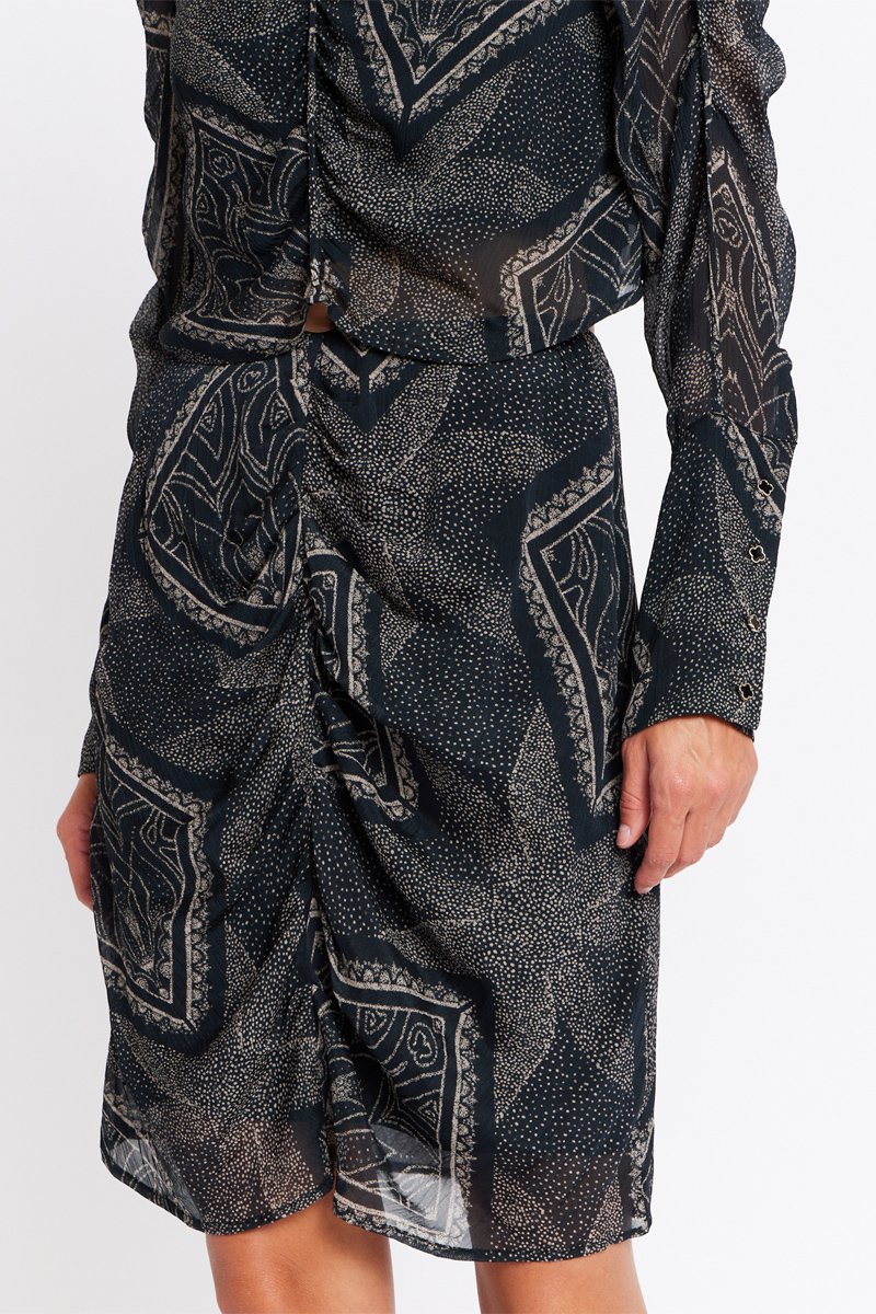 Berenice - Short Gathered Print Skirt - Print Tamaya