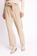 Berenice - Pleated Trousers with Belt - Beige