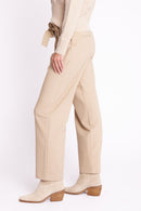 Pantalon A Pinces Et Ceinture - Beige