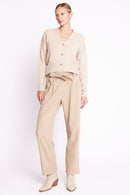 Pantalon A Pinces Et Ceinture - Beige
