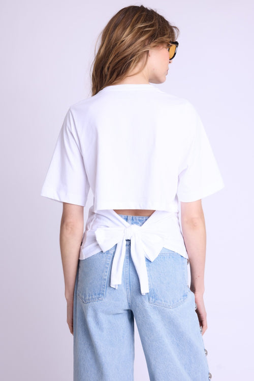 T-Shirt Mc Col Rd Noeud Dos - White