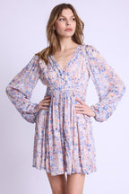 Berenice - Short Dress V-Neck Front Buttons - Gardenprint