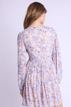 Berenice - Short Dress V-Neck Front Buttons - Gardenprint