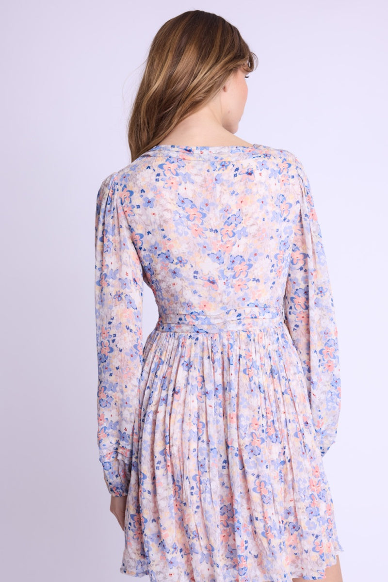 Berenice - Short Dress V-Neck Front Buttons - Gardenprint