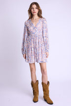 Vestido Corto Escote Pico Botones Dvt - Gardenprint