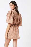 Robe Courte Ceinture - Orange Paisley