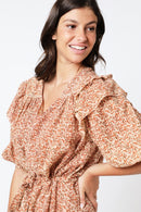 Robe Courte Ceinture - Orange Paisley