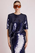 Berenice - Top Manga Corta Lentejuelas - Purple