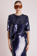 Berenice - Top Manga Corta Lentejuelas - Purple