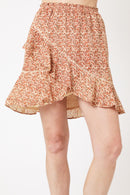 Jupe Courte Imprimé Asymetrique - Orange Paisley