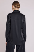 Berenice - Camisa Con Flecos En El Pecho - Black