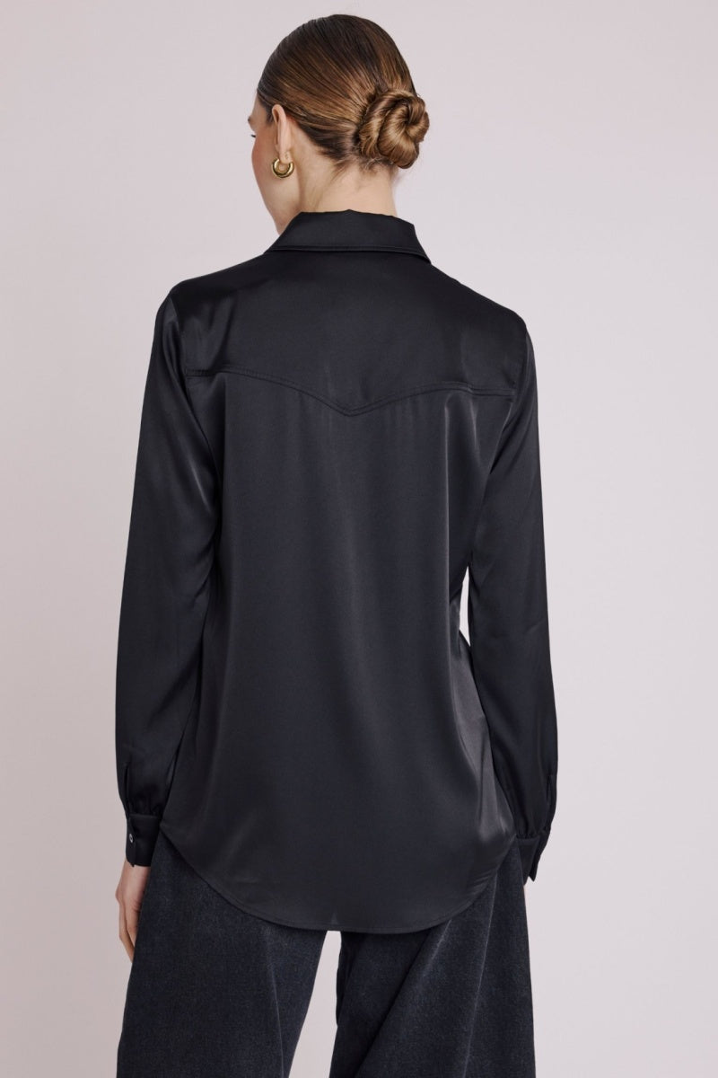 Berenice - Camisa Con Flecos En El Pecho - Black