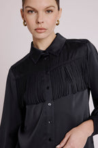 Berenice - Camisa Con Flecos En El Pecho - Black