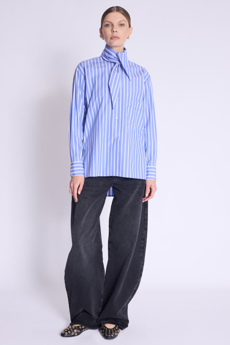 Berenice - Camisa de Rayas Cuello Desmontable - Blue