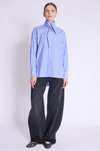 Berenice - Camisa de Rayas Cuello Desmontable - Blue