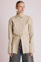 Camisa Cintree Cintura Pinzas - Beige