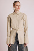 Berenice - Camisa Entallada Talla Pinzas - Beige