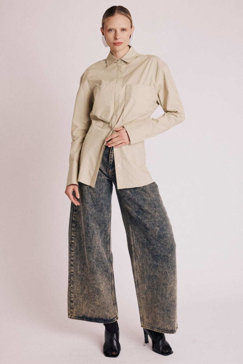 Berenice - Camisa Entallada Talla Pinzas - Beige