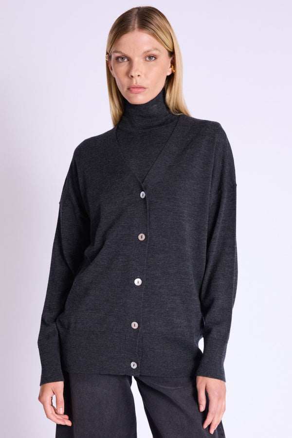 Cardigan Oversize Col V - Dark