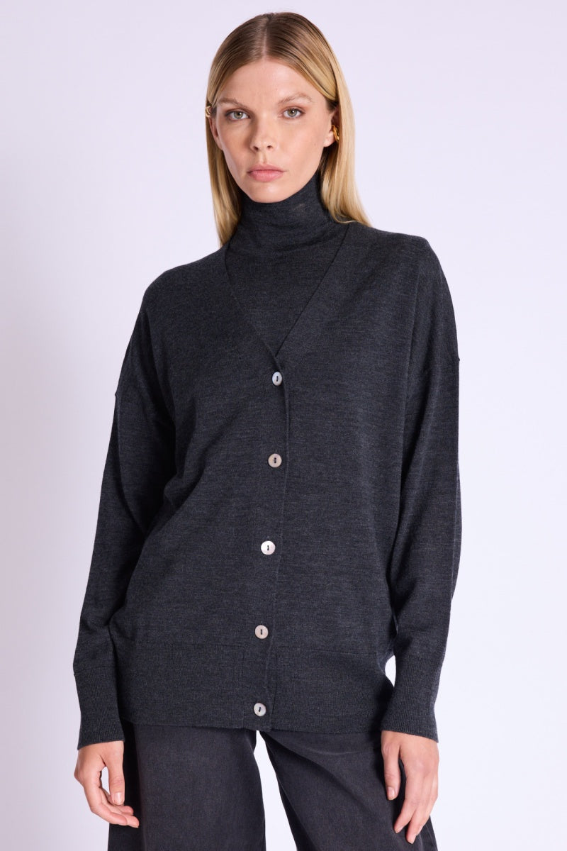Cardigan Oversize Col V - Dark