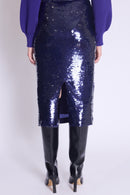 Jupe Longue A Sequins - Purple