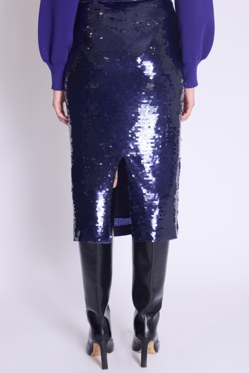 Jupe Longue A Sequins - Purple