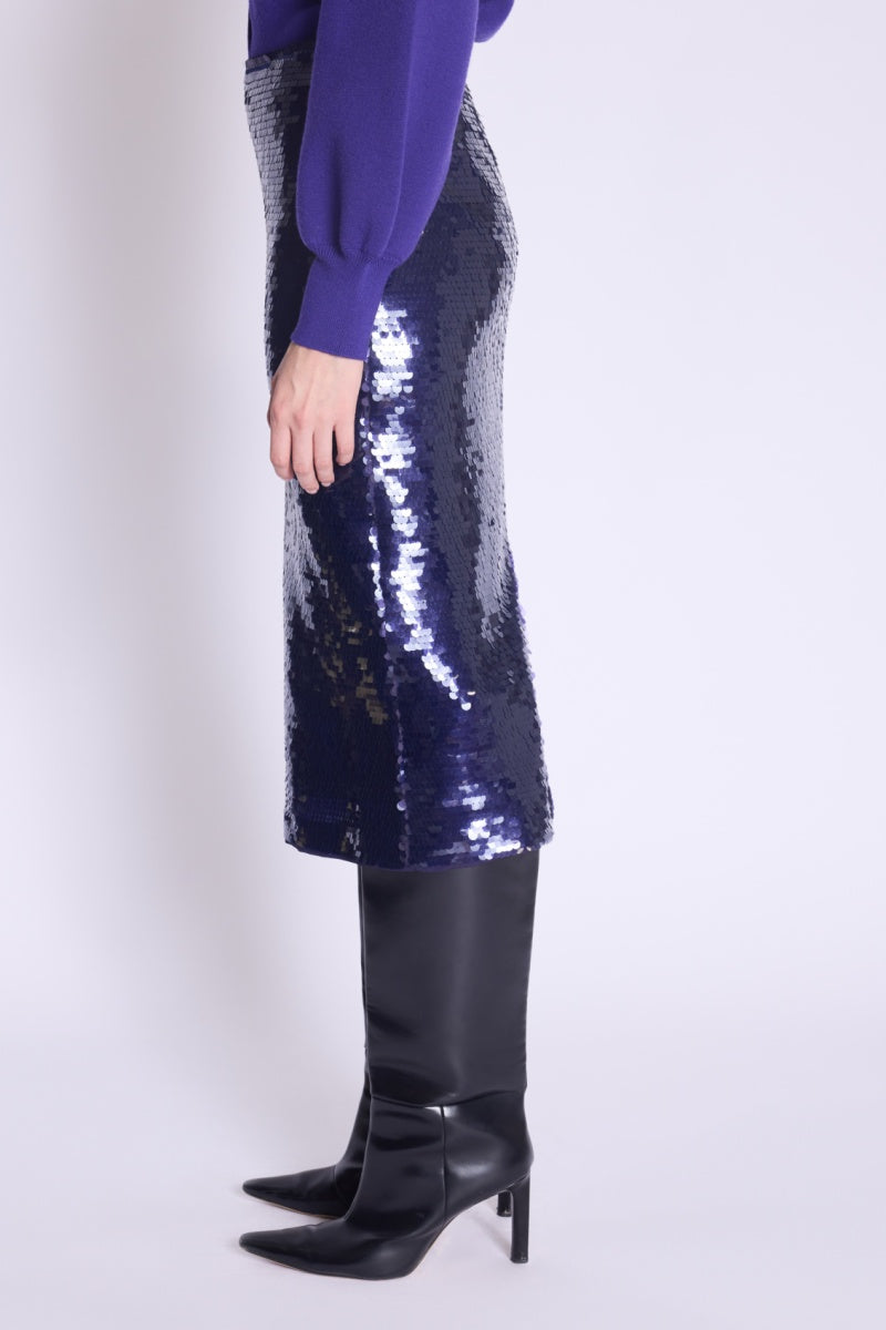 Jupe Longue A Sequins - Purple