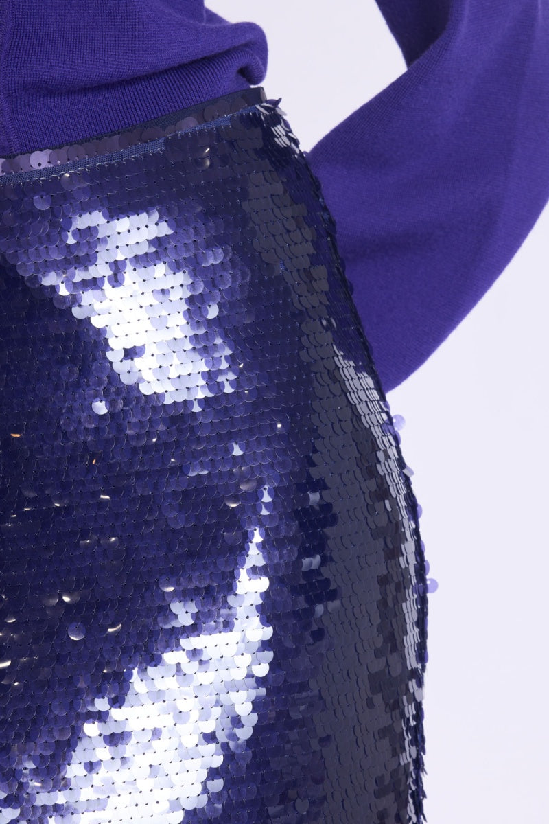 Jupe Longue A Sequins - Purple