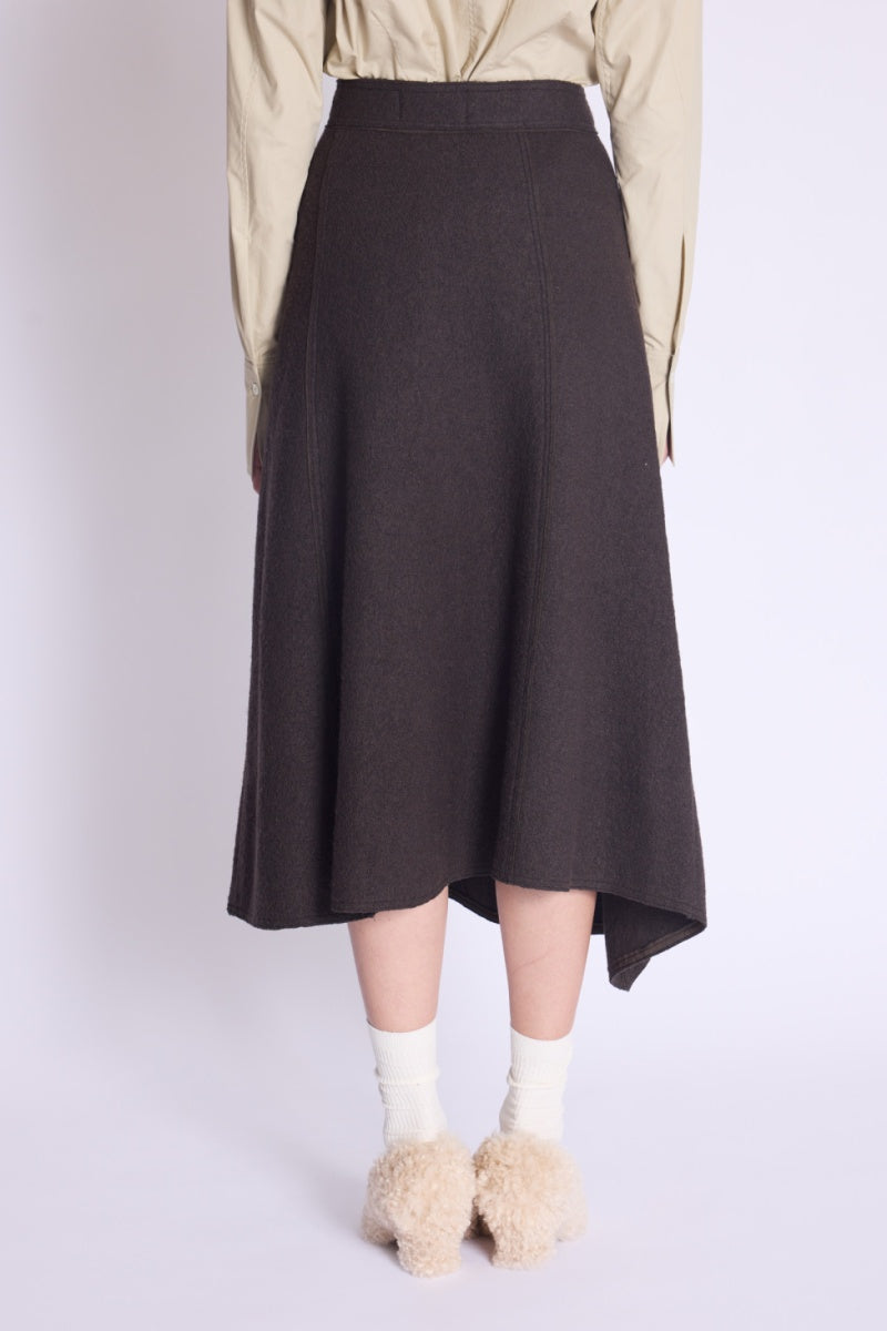 Falda midi trapecio - Marrón