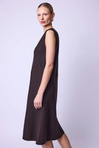 Berenice - Vestido Largo Sin Mangas Escote V - Brown