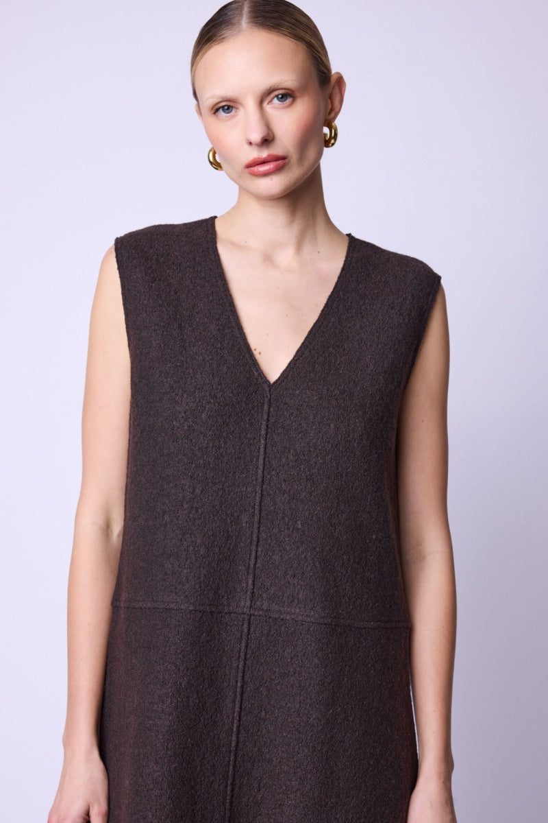 Berenice - Vestido Largo Sin Mangas Escote V - Brown
