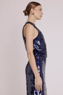Top Sans Manche A Sequins - Purple