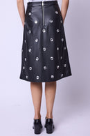 Jupe Mi Longue Avec Bouton Fan - Black