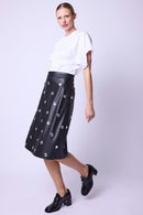 Jupe Mi Longue Avec Bouton Fan - Black