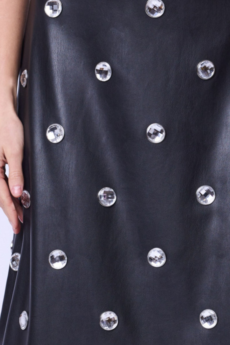 Jupe Mi Longue Avec Bouton Fan - Black