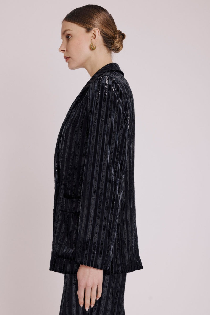 Berenice - Chaqueta Recta con Bolsillo - Stripeburnoutblack