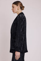Berenice - Chaqueta Recta con Bolsillo - Stripeburnoutblack