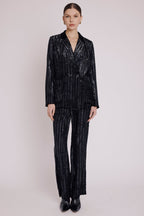 Berenice - Chaqueta Recta con Bolsillo - Stripeburnoutblack