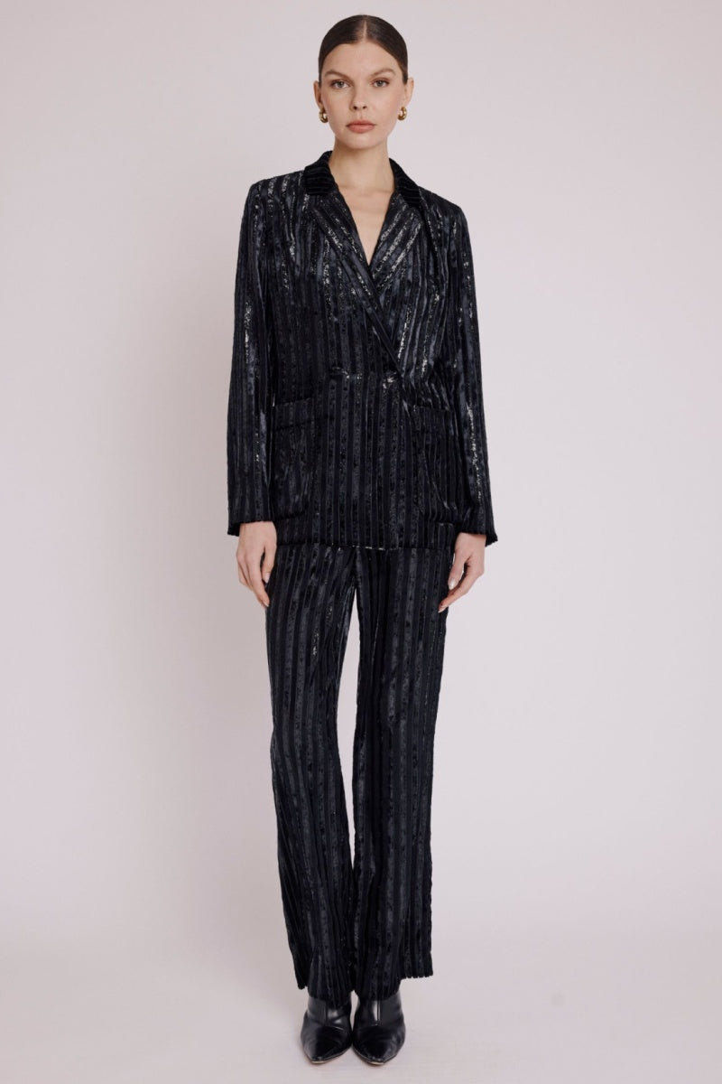 Berenice - Chaqueta Recta con Bolsillo - Stripeburnoutblack