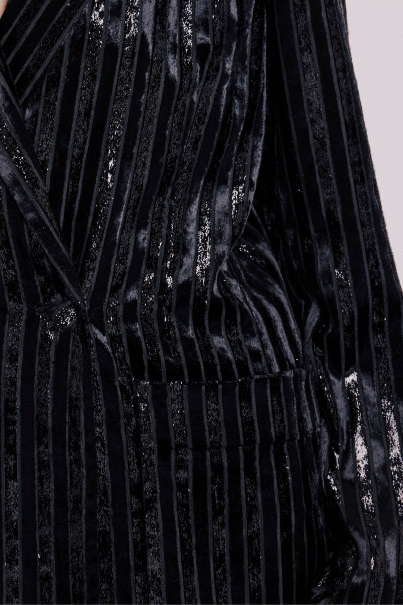 Berenice - Chaqueta Recta con Bolsillo - Stripeburnoutblack