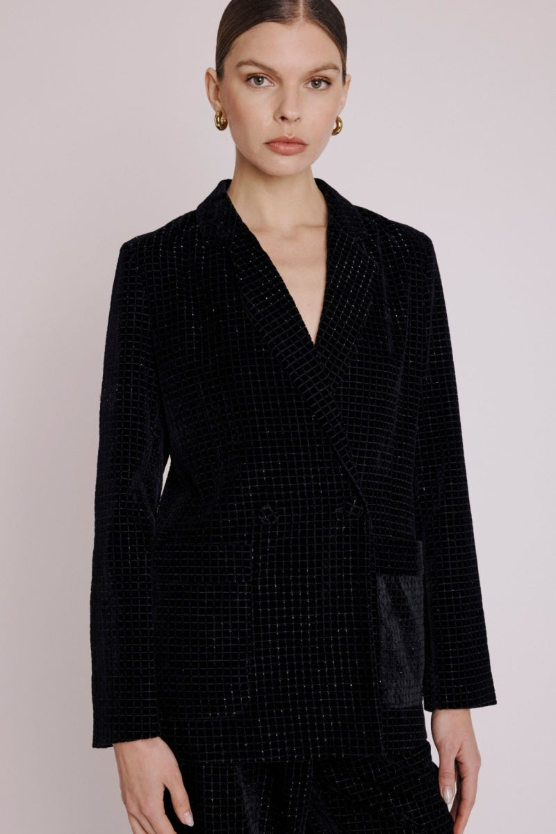 Berenice - Blazer Simpriméle Recto Bolsillo - Squareburnoutblack