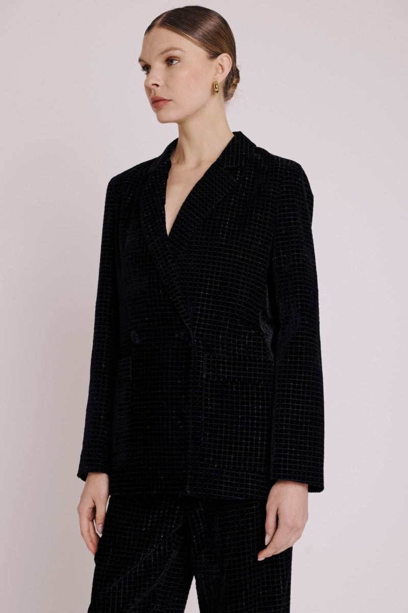 Berenice - Blazer Simpriméle Recto Bolsillo - Squareburnoutblack