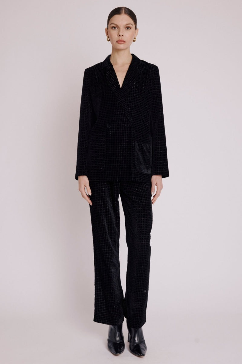 Berenice - Blazer Simpriméle Recto Bolsillo - Squareburnoutblack