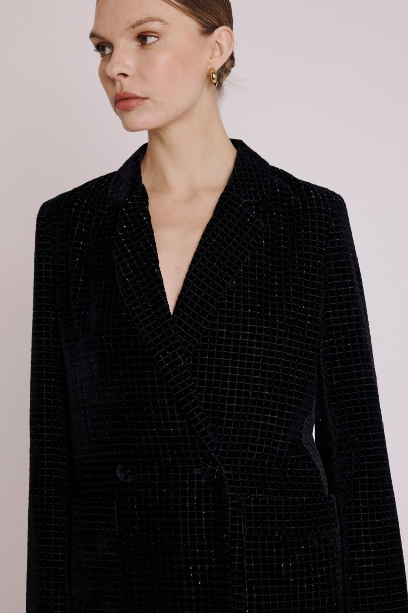 Berenice - Blazer Simpriméle Recto Bolsillo - Squareburnoutblack
