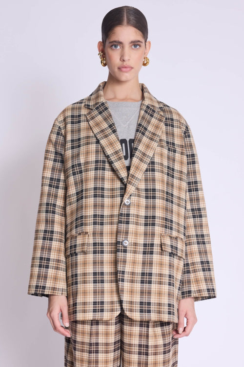 Blazer Simpriméle Oversized - Check Lurex Print