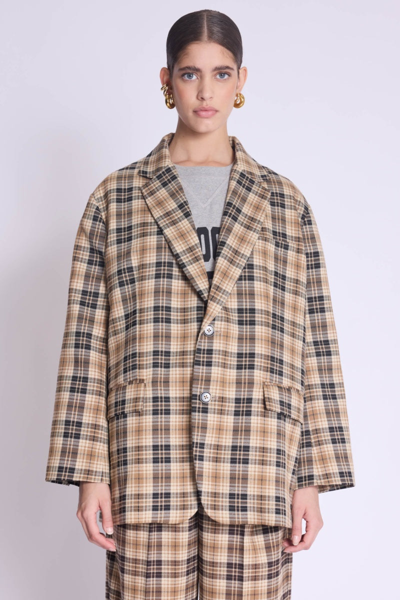 Blazer Simpriméle Oversized - Check Lurex Print