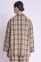 Blazer de imitación oversize - Estampado de lúrex a cuadros