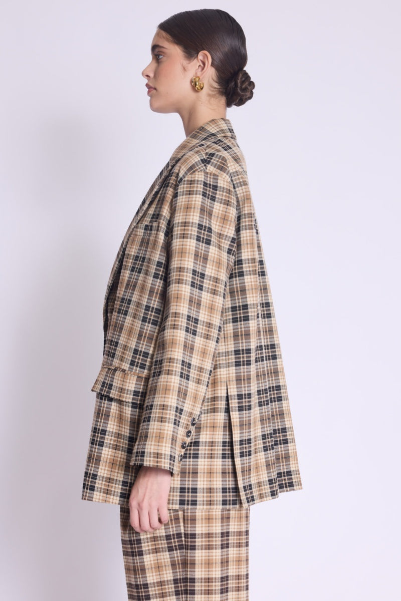 Blazer de imitación oversize - Estampado de lúrex a cuadros