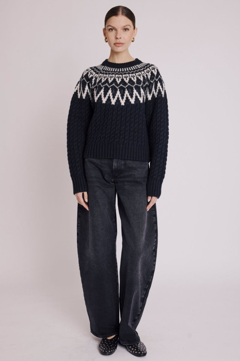 Berenice - Jersey Cuello Redondo Ml Jacquard - Blackforest