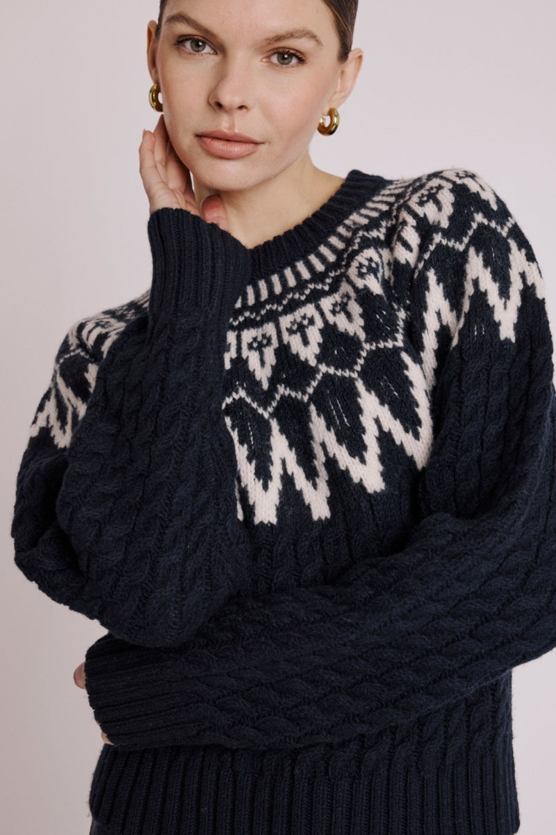 Berenice - Jersey Cuello Redondo Ml Jacquard - Blackforest